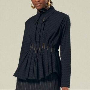 PALMER//HARDING black peplum embellished blouse.